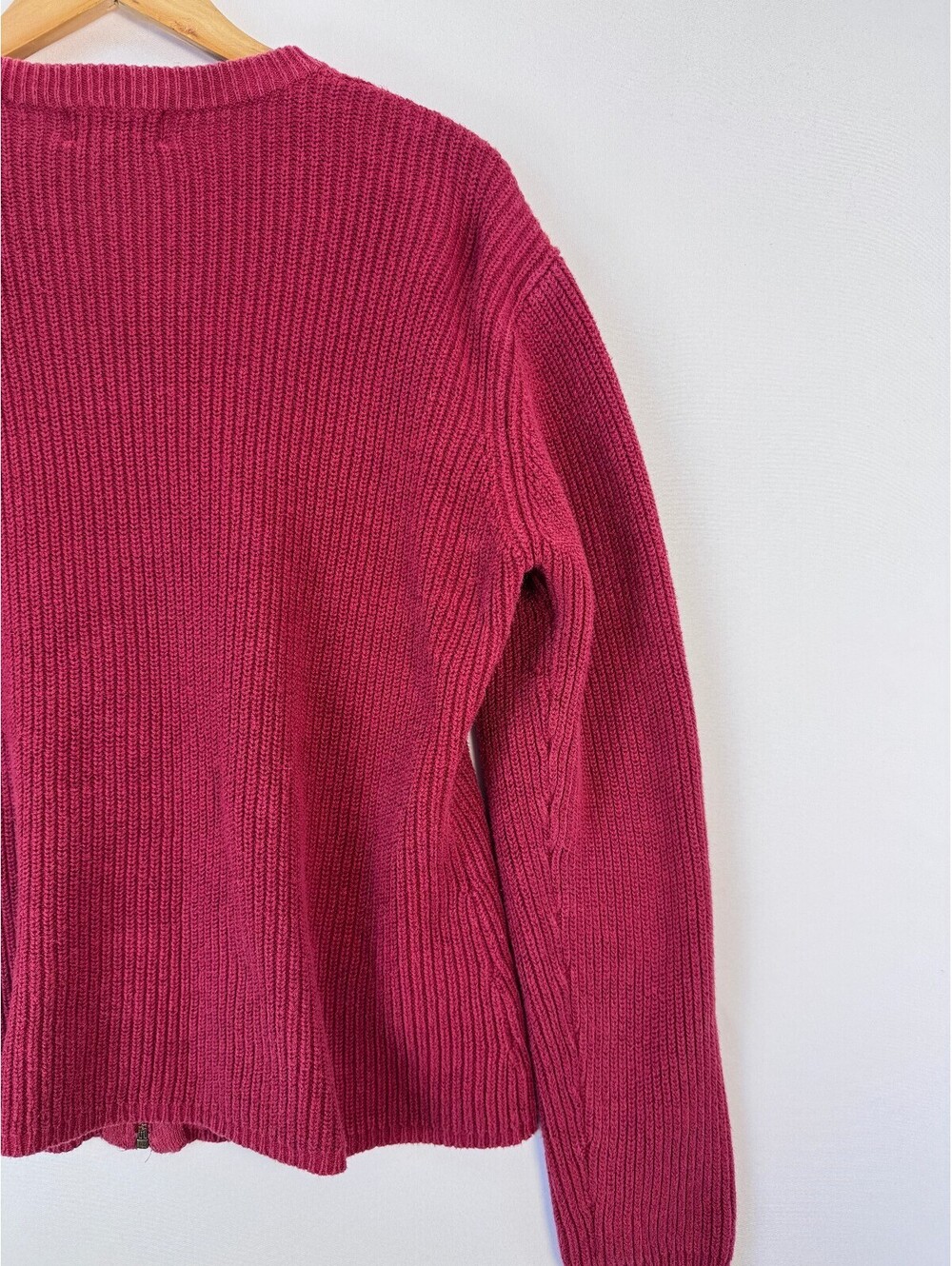 Woolrich Vintage Ribbed Full Zip Cardigan Cargo Pocket Sweater Womens XL Ruby - Picture 5 of 10